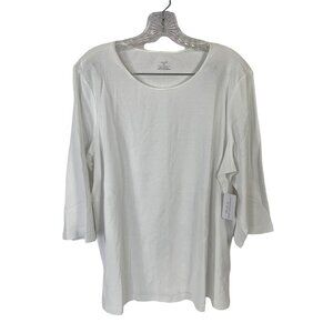 CJ. Banks Women's Pure White 3/4 Sleeve Top